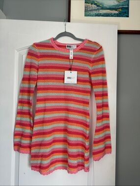 Beach Riot Pink, Orange & Mint Stripe Crochet Crewneck Sweater